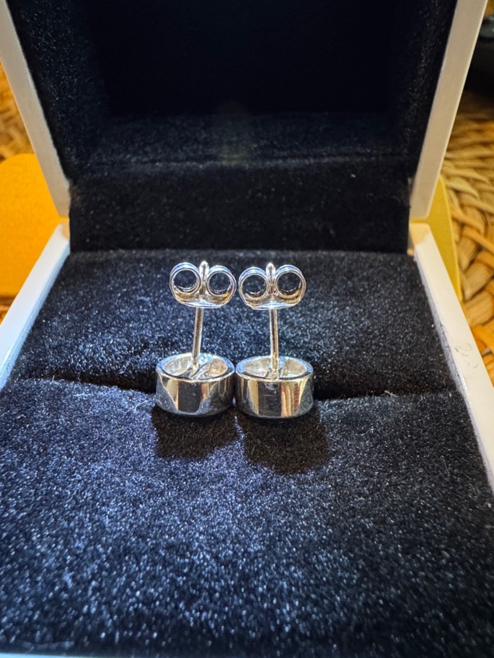 Moissanite 925 Sterling Silver Bezel Stud Earrings - Picture 7 of 13